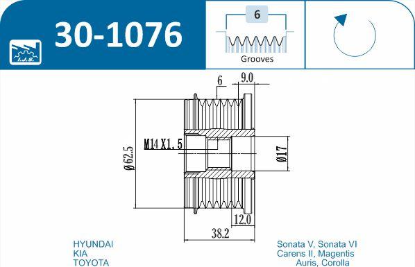 IJS GROUP 30-1076 - Poulie, alternateur cwaw.fr