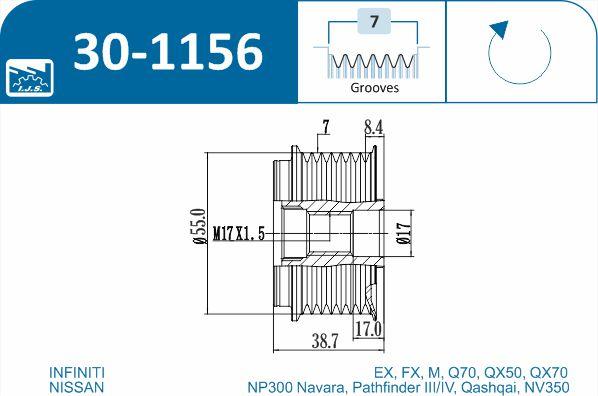 IJS GROUP 30-1156 - Poulie, alternateur cwaw.fr