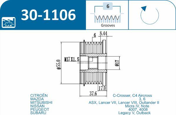 IJS GROUP 30-1106 - Poulie, alternateur cwaw.fr