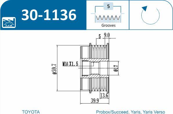 IJS GROUP 30-1136 - Poulie, alternateur cwaw.fr