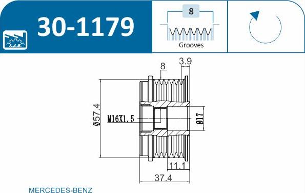 IJS GROUP 30-1179 - Poulie, alternateur cwaw.fr