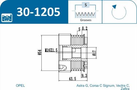 IJS GROUP 30-1205 - Poulie, alternateur cwaw.fr