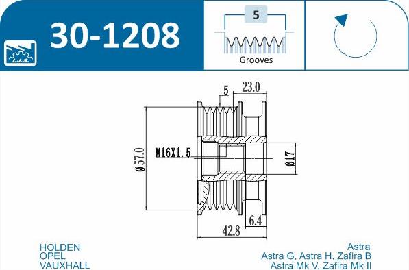 IJS GROUP 30-1208 - Poulie, alternateur cwaw.fr