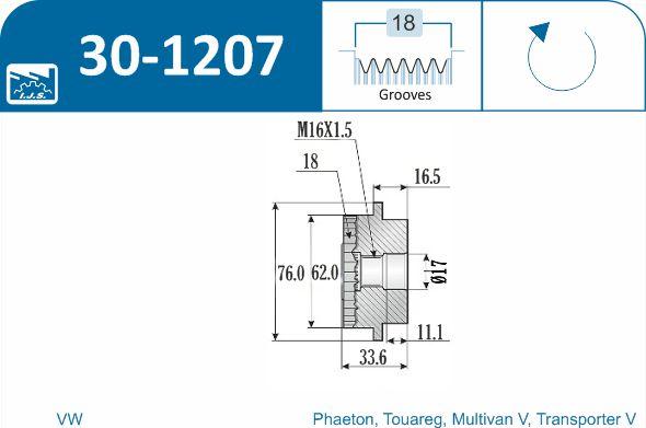 IJS GROUP 30-1207 - Poulie, alternateur cwaw.fr