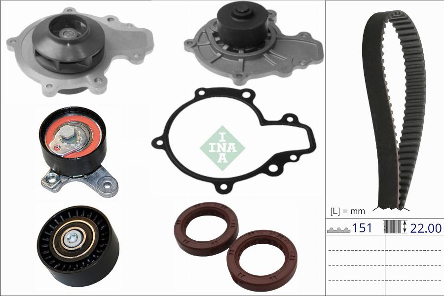 INA 530 0930 30 - Pompe à eau + kit de courroie de distribution cwaw.fr