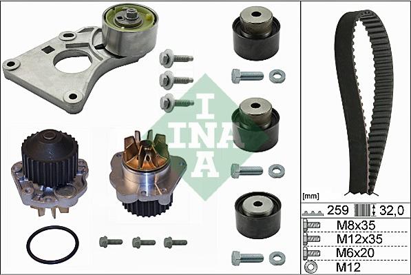 INA 530 0259 30 - Pompe à eau + kit de courroie de distribution cwaw.fr