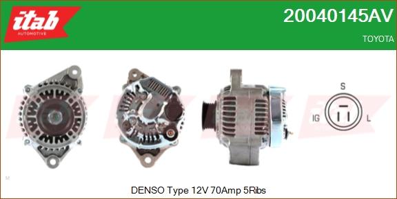 ITAB AUTOMOTIVE 20040145AV - Alternateur cwaw.fr