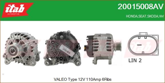 ITAB AUTOMOTIVE 20015008AV - Alternateur cwaw.fr