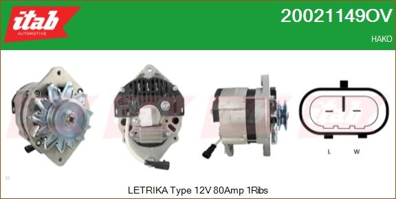 ITAB AUTOMOTIVE 20021149OV - Alternateur cwaw.fr