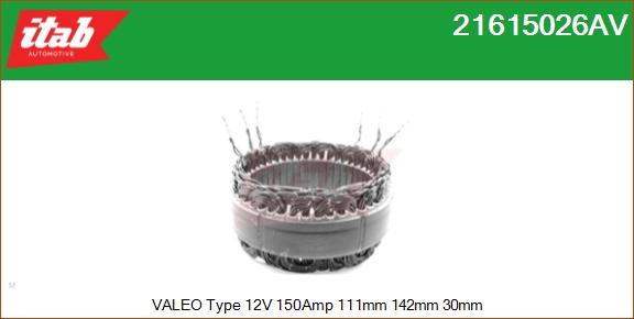 ITAB AUTOMOTIVE 21615026AV - Stator, alternateur cwaw.fr