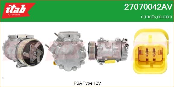 ITAB AUTOMOTIVE 27070042AV - Compresseur, climatisation cwaw.fr