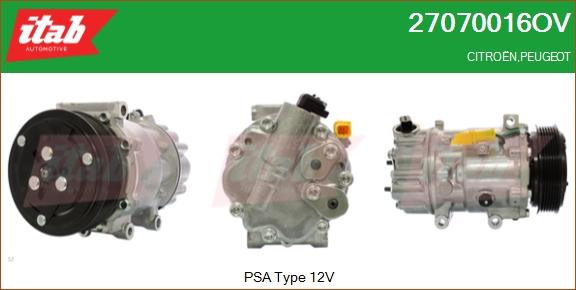 ITAB AUTOMOTIVE 27070016OV - Compresseur, climatisation cwaw.fr