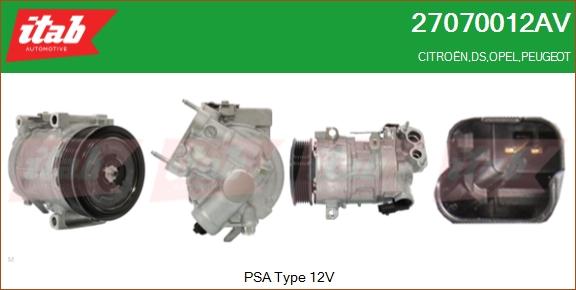 ITAB AUTOMOTIVE 27070012AV - Compresseur, climatisation cwaw.fr