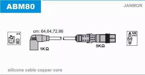 Janmor ABM80 - Kit de câbles d'allumage cwaw.fr