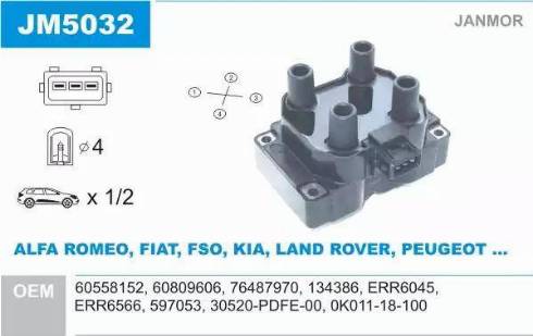 Janmor JM5032 - Bobine d'allumage cwaw.fr