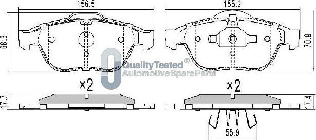 Japanparts PA0706JM - Kit de plaquettes de frein, frein à disque cwaw.fr