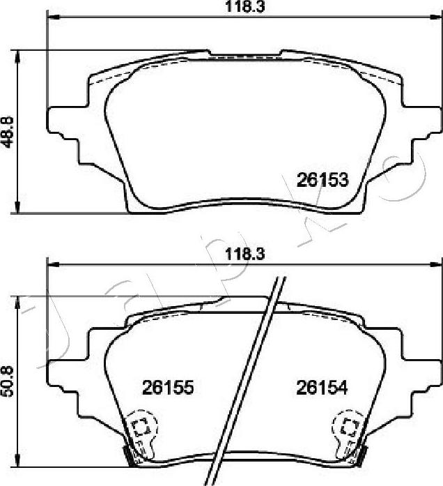 Japko 51263 - Kit de plaquettes de frein, frein à disque cwaw.fr