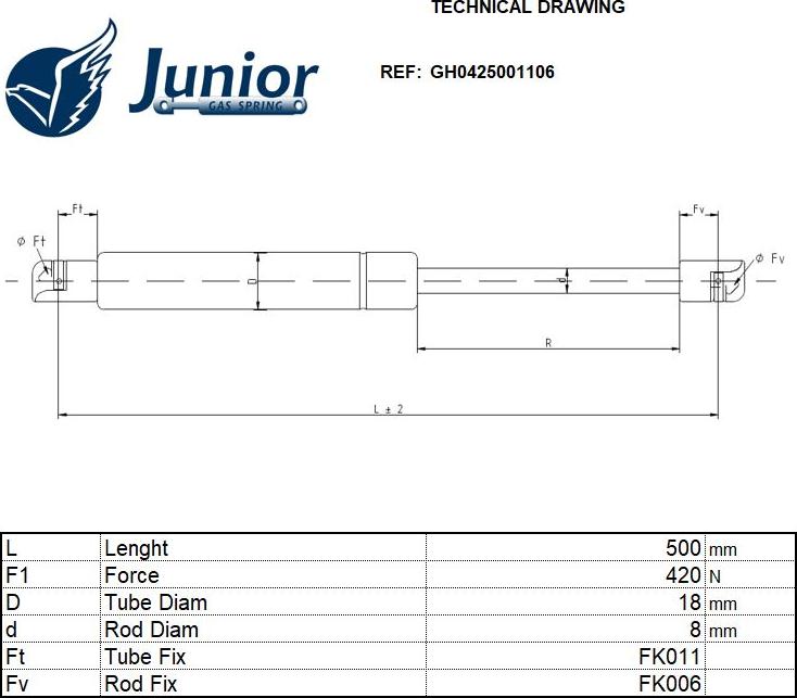 JUNIOR GH0425001106 - Vérin de hayon, de coffre cwaw.fr