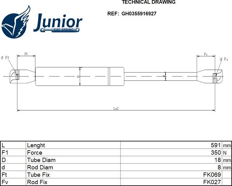 JUNIOR GH0355916927 - Vérin de hayon, de coffre cwaw.fr