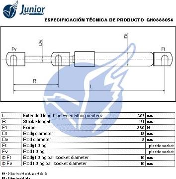 JUNIOR GH0383054 - Vérin, capot-moteur cwaw.fr