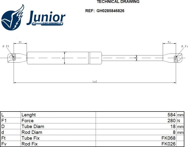 JUNIOR GH0285846826 - Vérin, capot-moteur cwaw.fr