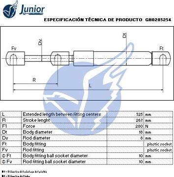 JUNIOR GH0285254 - Vérin, capot-moteur cwaw.fr