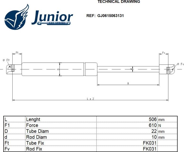 JUNIOR GJ0615063131 - Vérin de hayon, de coffre cwaw.fr