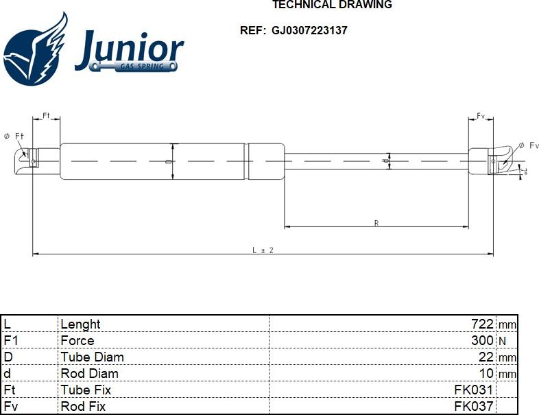 JUNIOR GJ0307223137 - Vérin, capot-moteur cwaw.fr