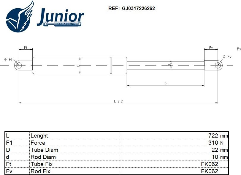 JUNIOR GJ0317226262 - Vérin, capot-moteur cwaw.fr