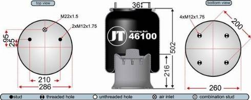 Juratek JAA46102 - Ressort pneumatique, suspension pneumatique cwaw.fr