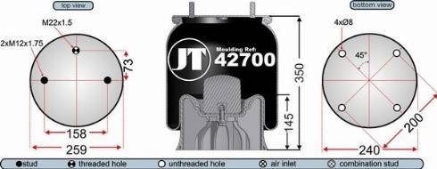 Juratek JAA42701 - Ressort pneumatique, suspension pneumatique cwaw.fr