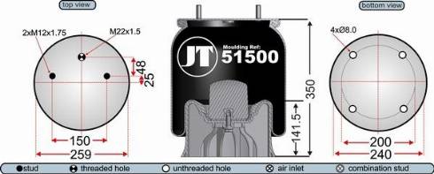 Juratek JAA51502 - Ressort pneumatique, suspension pneumatique cwaw.fr