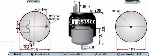 Juratek JAA53501 - Ressort pneumatique, suspension pneumatique cwaw.fr