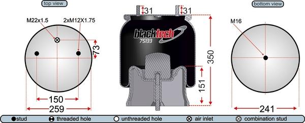 Juratek RML75133CP5 - Ressort pneumatique, suspension pneumatique cwaw.fr