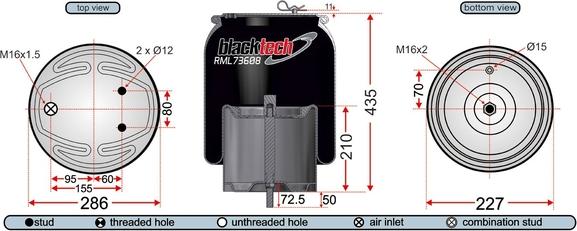 Juratek RML73608C - Ressort pneumatique, suspension pneumatique cwaw.fr