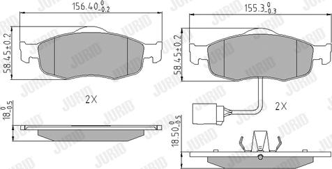 Jurid 571522J - Kit de plaquettes de frein, frein à disque cwaw.fr