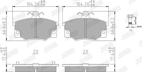 Jurid 571309J - Kit de plaquettes de frein, frein à disque cwaw.fr