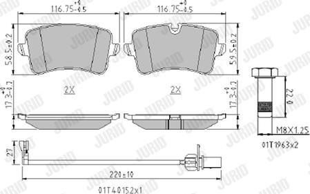 Jurid 573428J - Kit de plaquettes de frein, frein à disque cwaw.fr