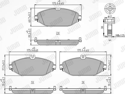 Jurid 573692J - Kit de plaquettes de frein, frein à disque cwaw.fr