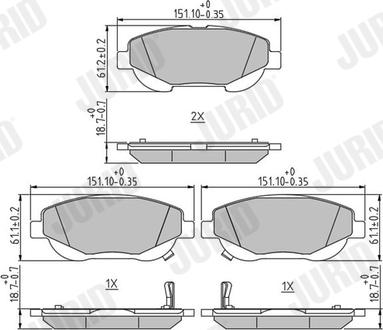 Jurid 573631J - Kit de plaquettes de frein, frein à disque cwaw.fr