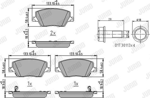 Jurid 573626J - Kit de plaquettes de frein, frein à disque cwaw.fr