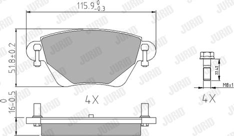 Jurid 573012J - Kit de plaquettes de frein, frein à disque cwaw.fr