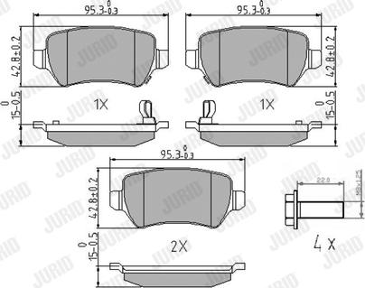 Jurid 573122J - Kit de plaquettes de frein, frein à disque cwaw.fr