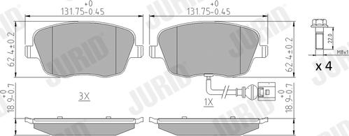 Jurid 573127J - Kit de plaquettes de frein, frein à disque cwaw.fr