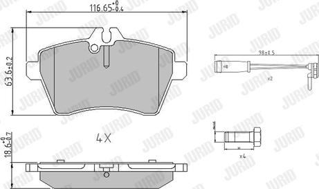 Jurid 573265J - Kit de plaquettes de frein, frein à disque cwaw.fr