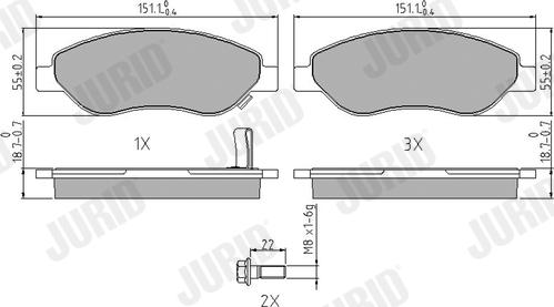 Jurid 573205J - Kit de plaquettes de frein, frein à disque cwaw.fr