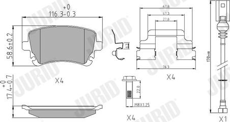 Jurid 573220J - Kit de plaquettes de frein, frein à disque cwaw.fr