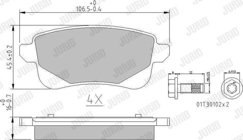 Jurid 573785J - Kit de plaquettes de frein, frein à disque cwaw.fr