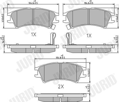 Jurid 572401J - Kit de plaquettes de frein, frein à disque cwaw.fr