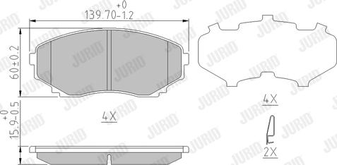 Jurid 572435J - Kit de plaquettes de frein, frein à disque cwaw.fr